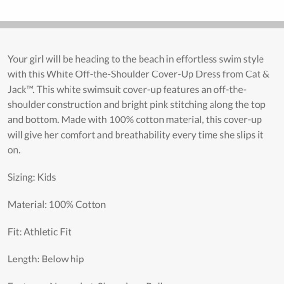 CAT & JACK Embroidered Off Shoulder Cover-Up Dress - Picture 6 of 7